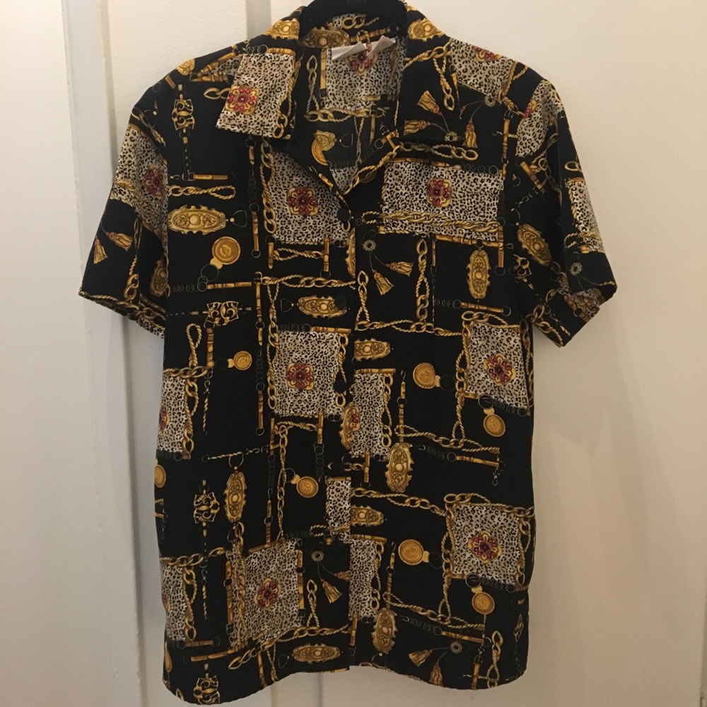 Vintage Chain Print Button Down